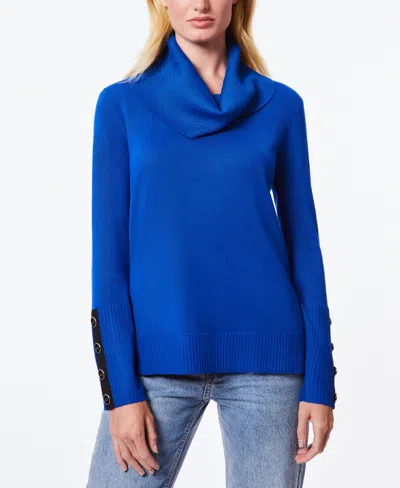 Melissa Paige Women's Chevron-trimmed Cowl-neck Sweater In Angelfish