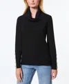Melissa Paige Womens Button Viscose Pullover Sweater In Jet Black