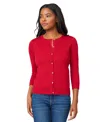 Melissa Paige Women's Petite Novelty Button-front Cardigan Sweater In Red