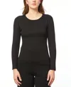 Melissa Paige Petite Crewneck Rib-knit Long-sleeve Sweater In Jet Black
