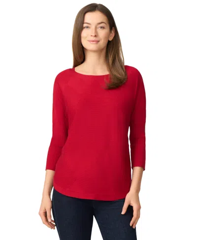 Melissa Paige Petite Diamond-knit Dolman-sleeve Sweater In Red
