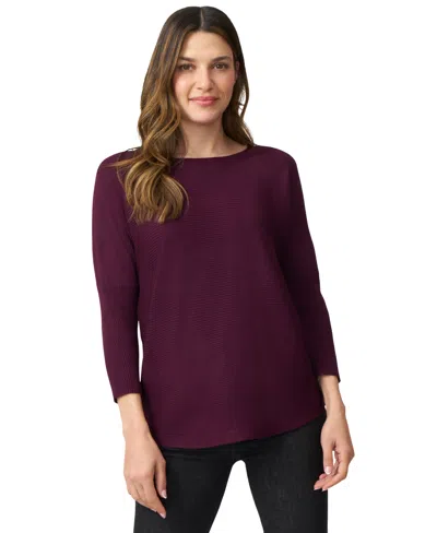 Melissa Paige Petite Diamond-knit Dolman-sleeve Sweater In Burgundy