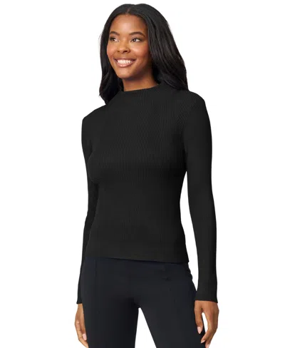 Melissa Paige Petite Funnel-neck Ribbed Pullover Sweater In Black