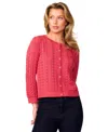Melissa Paige Petite Pointelle-knit Crewneck Cardigan