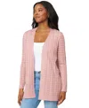 Melissa Paige Petite Pointelle Open-front Cardigan Sweater In Pink