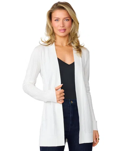 Melissa Paige Petite Pointelle Open-front Long Cardigan