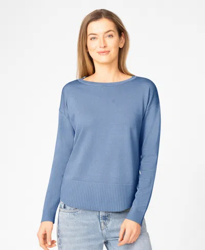 Melissa Paige Petite Round Hem Pull-on Sweater In Blue