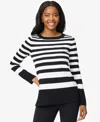 Melissa Paige Petite Striped Side-slit Tunic Sweater In Black