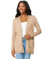 Melissa Paige Petite Textured-stripe Open-front Cardigan Sweater In Brown