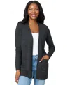 Melissa Paige Petite Textured-stripe Open-front Cardigan Sweater In Gray