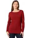 Melissa Paige Petite Tipped Side-button Tunic Sweater In Red