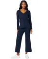 Melissa Paige Petite Ribbed-knit V-neck Tunic & Pant Sweater Set In Black