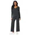 Melissa Paige Petite Ribbed-knit V-neck Tunic & Pant Sweater Set In Black