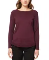 Melissa Paige Petite Wide-neck Long-sleeve High-low-hem Sweater In Cabarnet R