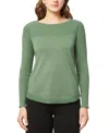 Melissa Paige Petite Wide-neck Long-sleeve High-low-hem Sweater In Myrtle