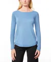 Melissa Paige Petite Wide-neck Long-sleeve High-low-hem Sweater In Quiet Harb