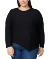 Melissa Paige Plus Size Asymmetric-hem Tunic Sweater In Black