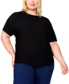 Melissa Paige Plus Womens Striped Knit Cardigan Sweater In Jet Black