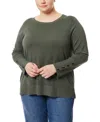 Melissa Paige Plus Womens Striped Knit Cardigan Sweater In Dry Oregan