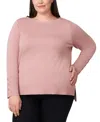 Melissa Paige Plus Size Button-cuff Boat-beck Sweater In Multi
