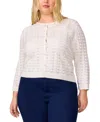 Melissa Paige Plus Womens Pocket Knit Cardigan Sweater In Snow White