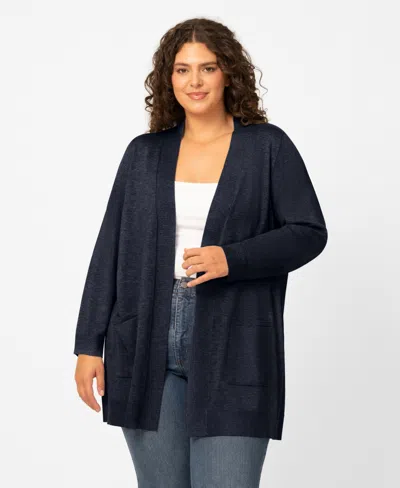 Melissa Paige Plus Size Open-front Cardigan Sweater, Exclusively At Macy's In Blue
