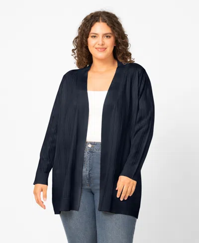 Melissa Paige Plus Size Open-front Cardigan Sweater, Exclusively At Macy's In Blue