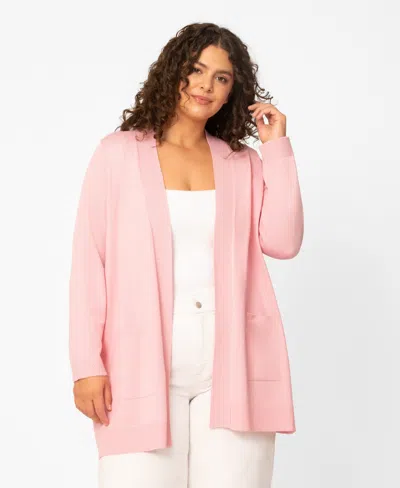 Melissa Paige Plus Size Open-front Cardigan Sweater, Exclusively At Macy's In Pink