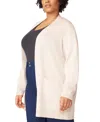Melissa Paige Plus Size Open-front Cardigan Sweater, Exclusively At Macy's In Pumice Stone