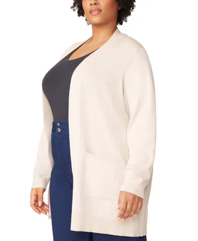 Melissa Paige Plus Size Open-front Cardigan Sweater, Exclusively At Macy's In Pumice Stone