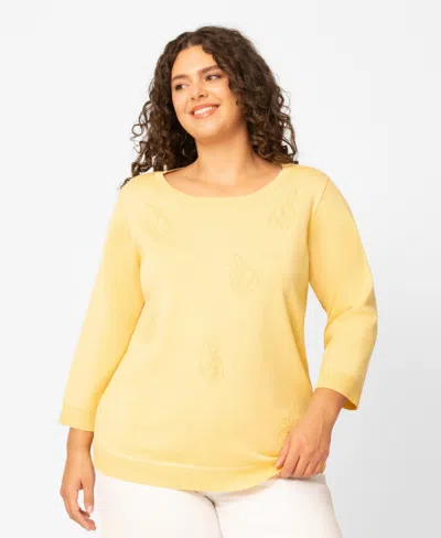 Melissa Paige Plus Size Pineapple Textured High-low Hem Boat Neck Sweater, Macy's Exclusive In Multi