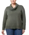 Melissa Paige Plus Womens Striped Knit Cardigan Sweater In Dry Oregan