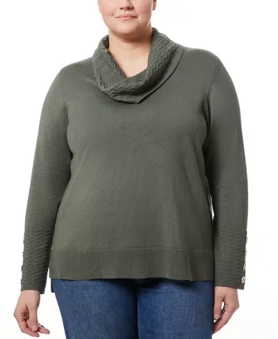 MELISSA PAIGE PLUS SIZE RIBBED-HEM COWL-NECK SWEATER