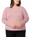 Melissa Paige Plus Size Ribbed-yoke Pullover Sweater In Pink