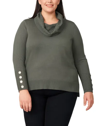 Melissa Paige Plus Size Ribbed-hem Cowl-neck Sweater In Green