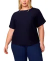 Melissa Paige Plus Womens Striped Knit Cardigan Sweater In In The Navy