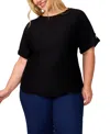 Melissa Paige Plus Womens Striped Knit Cardigan Sweater In Jet Black