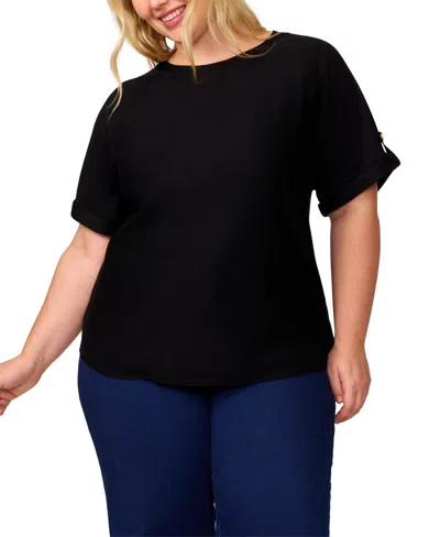 MELISSA PAIGE PLUS SIZE ROLL-TAB DOLMAN-SLEEVE SWEATER
