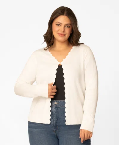 Melissa Paige Plus Size Scalloped Trim Button Front Cardigan, Macy's Exclusive In Multi