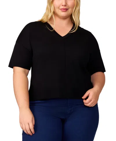 MELISSA PAIGE PLUS SIZE SEAMED V-NECK SWEATER, EXCLUSIVELY AT MACY'S