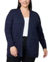 Melissa Paige Plus Size Textured Stripe Cardigan Sweater In Blue