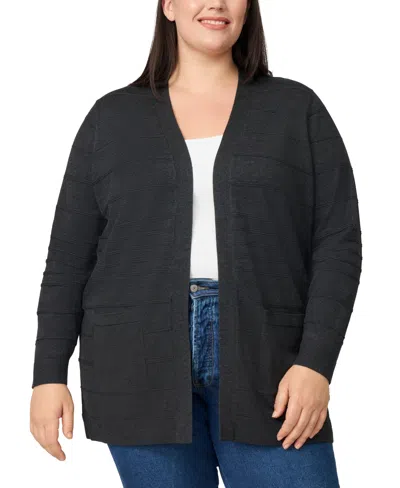 MELISSA PAIGE PLUS SIZE TEXTURED STRIPE CARDIGAN SWEATER