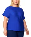 Melissa Paige Plus Womens Striped Knit Cardigan Sweater In Angelfish Blue
