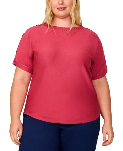 MELISSA PAIGE PLUS SIZE ZIGZAG-TRIM BUTTON-SHOULDER SWEATER, EXCLUSIVELY AT MACY'S