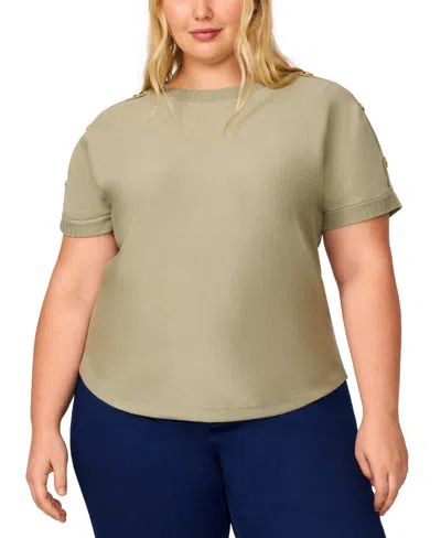 MELISSA PAIGE PLUS SIZE ZIGZAG-TRIM BUTTON-SHOULDER SWEATER, EXCLUSIVELY AT MACY'S