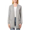 Melissa Paige Petite Cable-knit-trim Open-front Cardigan In Grey