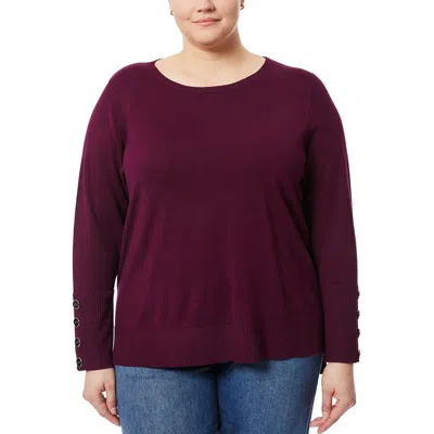 Melissa Paige Plus Womens Ribbed Trim Rayon Pullover Sweater In Red
