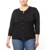 Melissa Paige Plus Womens Pocket Knit Cardigan Sweater In Black