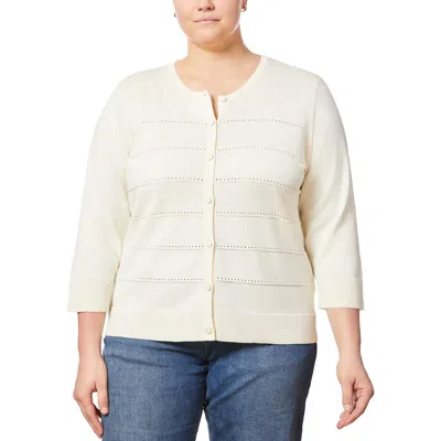 Melissa Paige Plus Womens Striped Knit Cardigan Sweater In Multi