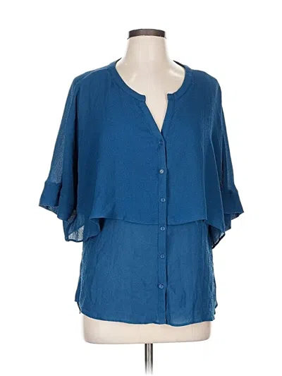 Pre-owned Melissa Paige Short Sleeve Blouse In Blue